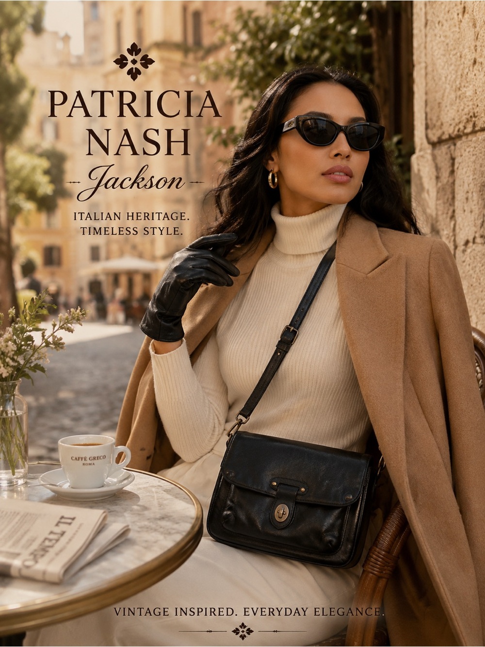 Patricia Nash Jackson Black Leather Turn Lock Crossbody Vintage Satchel Bag NWT - Picture 2 of 15